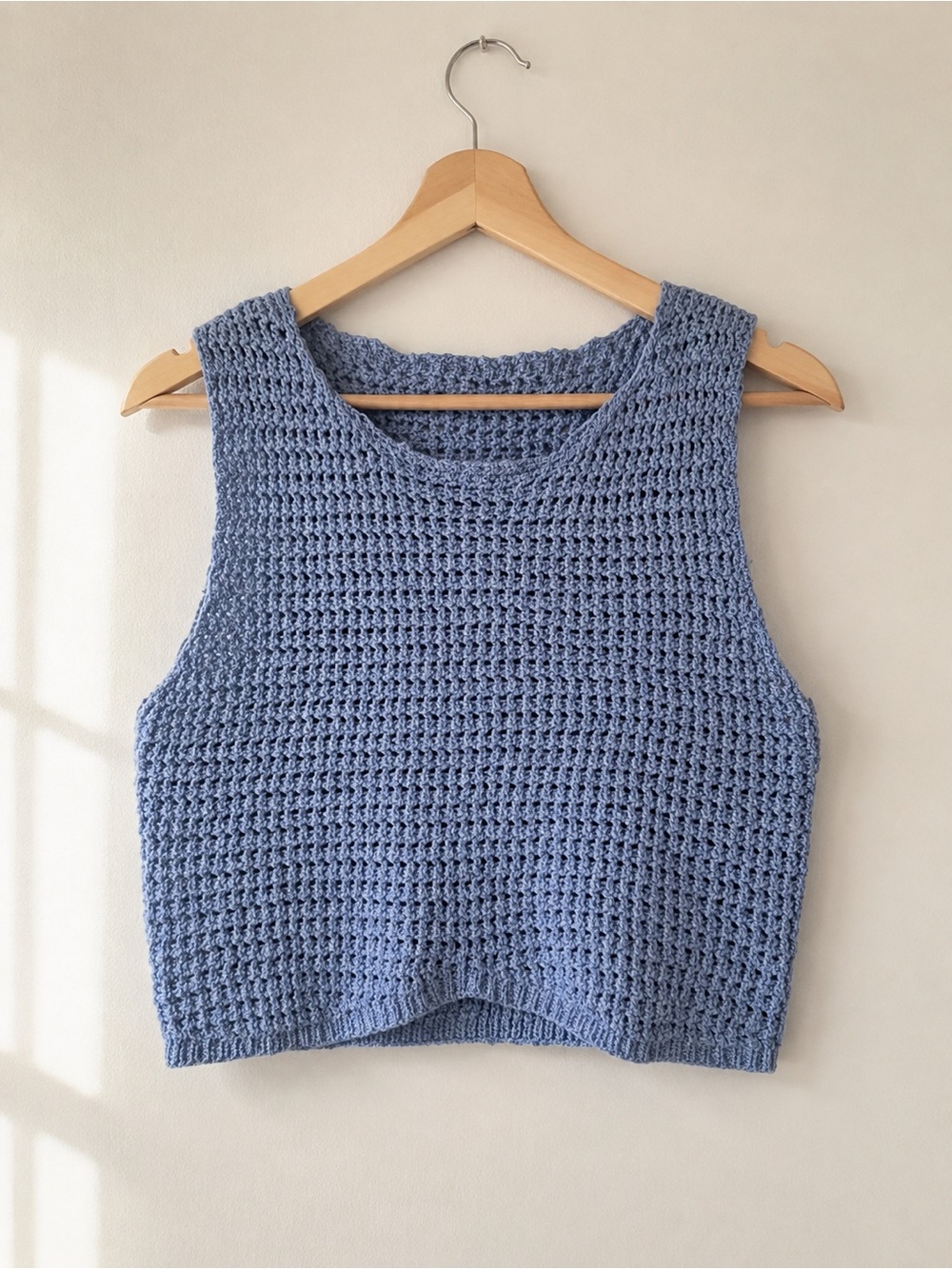 Blue Crochet Knit Tank Top - Women